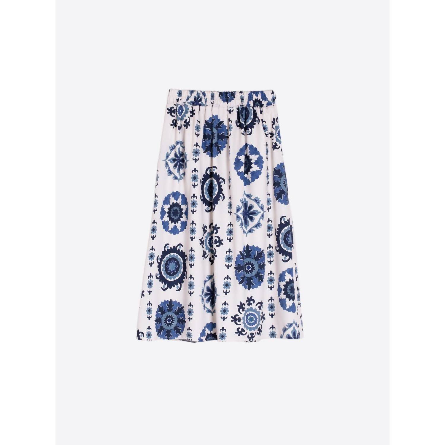 New Vilagallo Suzani Azul Skirt In White/Blue